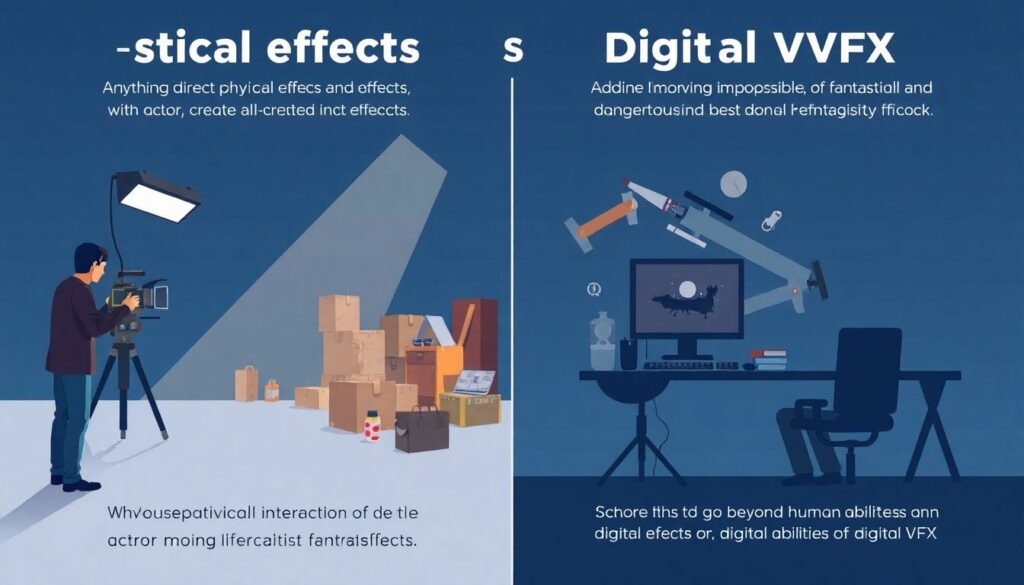 Сравнение эпох: практические эффекты vs цифровые эффекты - иллюстрация