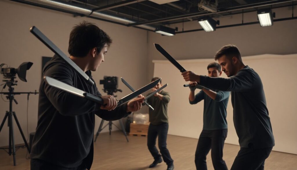 Тактика работы с реквизитом для опасных сцен - иллюстрация